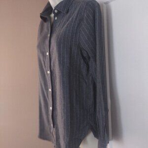 H&M Women’s Gray Flannel Fitted Button Down Pinstripe Shirt - Size XS